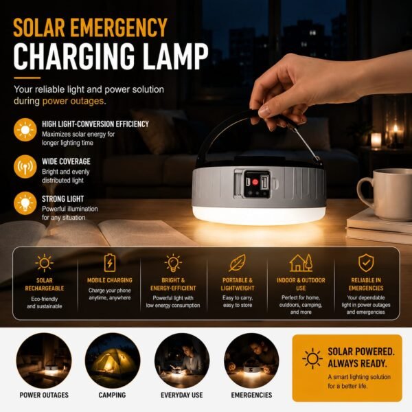 solar rechargeable lamp – portable solar light with mobile charger