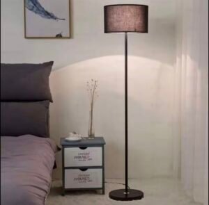 modern minimalist floor lamp – metal stand & fabric shade (pre order)