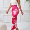 strapless floral maxi dress white and pink
