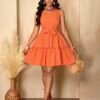 chic sleeveless mini dress orange 01