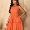 chic sleeveless mini dress orange 02