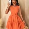 chic sleeveless mini dress orange 03