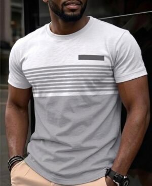 men’s casual slim fit t shirt – modern striped design