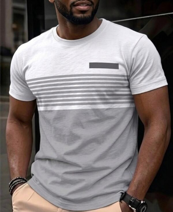men’s casual slim fit t shirt – modern striped design