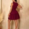 chic sleeveless mini red wine dress – elegant casual style