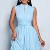 elegant sky blue maxi dress