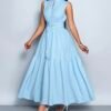 elegant sky blue maxi dress