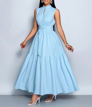 elegant sky blue maxi dress