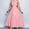 elegant sky pink maxi dress