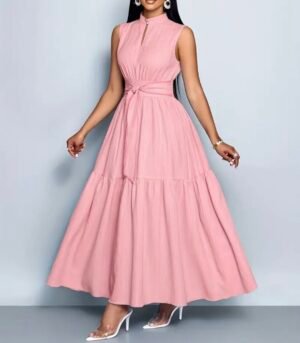 elegant sky pink maxi dress