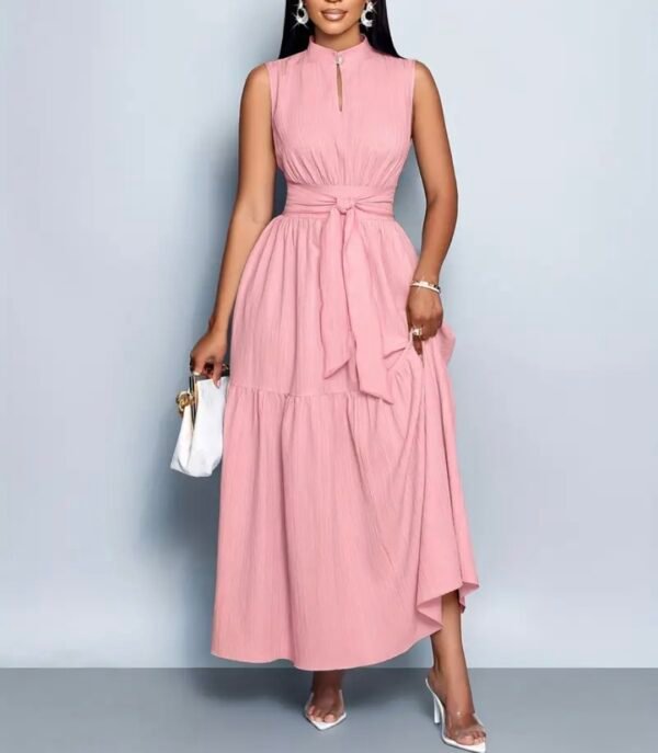 elegant sky pink maxi dress