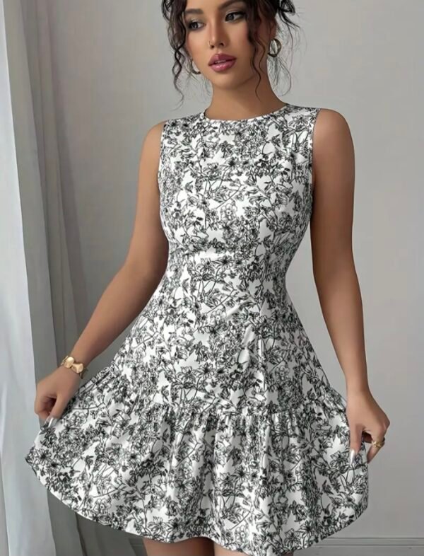 floral black mini dress