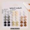 pearl & metallic stud earrings set – 12 pairs