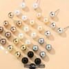 pearl & metallic stud earrings set – 12 pairs