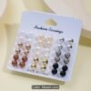 pearl & metallic stud earrings set – 12 pairs