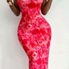 pink floral bodycon maxi dress