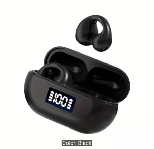 wireless bluetooth earbuds with led display charging case – black