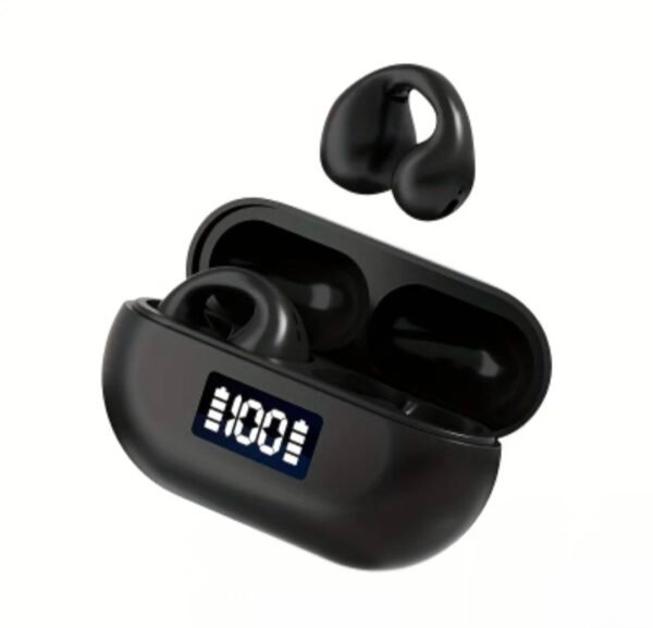 wireless bluetooth earbuds with led display charging case – black