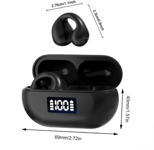 wireless bluetooth earbuds with led display charging case – black