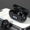 wireless bluetooth earbuds with led display charging case – black
