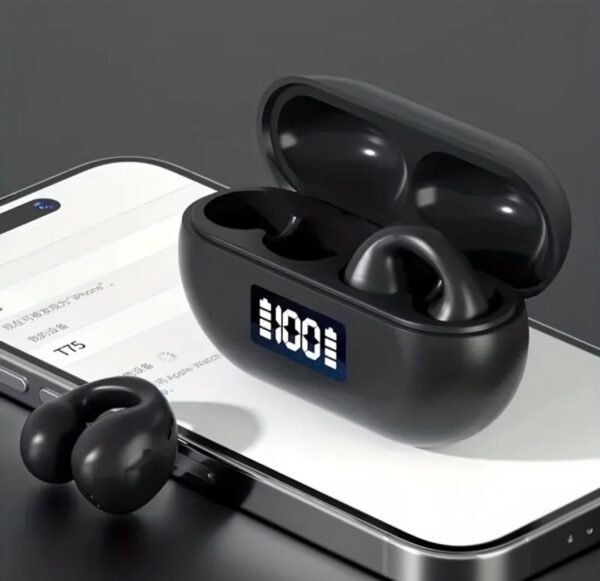 wireless bluetooth earbuds with led display charging case – black