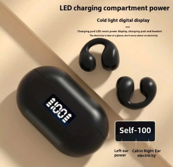 wireless bluetooth earbuds with led display charging case – black