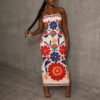 strapless floral maxi dress – beige