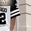 men’s chicago 32 two piece short set – short sleeve graphic t shirt & matching shorts in white an black